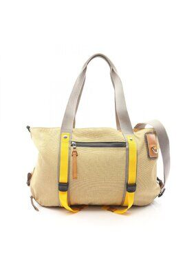 Loewe Tote Bag Eye Nature Eln 2-Way Beige Yellow Gray Canvas Leather